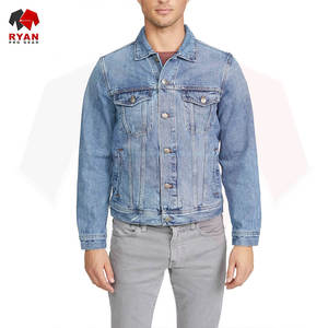 Veste en jean pour homme pour toutes les saisons, couleur bleu classique, coupe régulière confortable - Product Image 1
