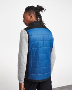 Fabricante de ropa personalizada, chaleco acolchado azul negro, chaqueta de invierno con cuello levantado, diseño impreso, material de poliéster recubierto - Product Image 4