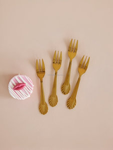 Ensemble de 4 fourchettes à fruits pour gâteau d'apéritif en or de qualité supérieure - Product Image 5