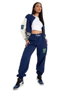 Venta caliente parche bordado contraste Varsity recortado mujeres chándal logotipo personalizado mujeres copped chándales - Product Image 5