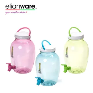 Highest Quality Elianware Clear Plastic Water Dispenser Jug with Tap Unique Faucet Design Are More Convenient