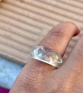 Natural <b>Crystal</b> Quartz Gemstone <b>Ring</b> Beautiful Hand Carved Statement <b>Ring</b> <b>Crystal</b> Quartz Unique Jewelry For Gift - Product Image 5