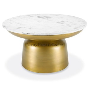 Mesa de centro de sala de estar elegante de diseñador hecho a mano de calidad Superior Color dorado brillante plateado y tapa de mármol de Color blanco a bajo precio - Product Image 1