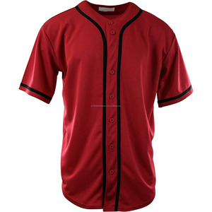 Vente en gros de maillots de baseball de softball rouge personnalisables maillot de baseball uni pour hommes en chemise disponible à la vente - Product Image 1