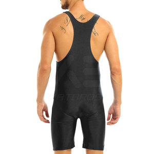 Maillot de lutte KATBROS unisexe noir dos nageur sans manches ajusté anti-humidité respirant séchage rapide adulte toutes saisons - Product Image 4