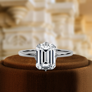 1 Ct IGI Certified Lab Grown Diamond <b>Emerald</b> Cut Engagement <b>Ring</b> 14K Yellow Gold Wedding <b>Band</b> E/VS2 Compass Prongs Classic - Product Image 3