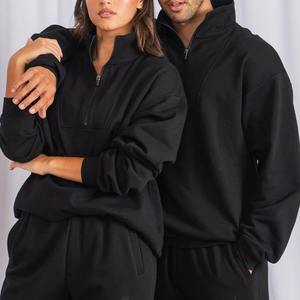 Sweat-shirt à demi-fermeture éclair en coton de haute qualité pour hommes OEM ODM Custom Factory Mock Neck Hoodies Half-Zip Sweatshirts - Product Image 4