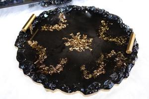 ถาดตกแต่งศิลปะทำด้วยมือทำจากเรซิ่นคุณภาพสูงพร้อมดีไซน์ลายดอกไม้สำหรับโต๊ะเครื่องแป้งงานฝีมือระดับโลก - Product Image 5