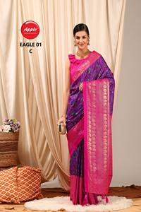 ผ้าส่าหรีผ้าไหมพรีเมี่ยมสำหรับผู้หญิงผ้าใยไหมเนื้อนุ่มแบบดั้งเดิมและมีขอบบางๆที่อุดมไปด้วยผ้าส่าหรี - Product Image 4