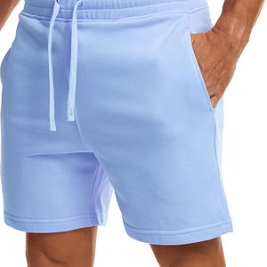 Pantalones cortos de sudor de algodón para hombre, venta al por mayor, diseño de verano personalizado con ropa de gimnasio transpirable, precio de impresión de logotipo OEM, patrón sólido - Product Image 5