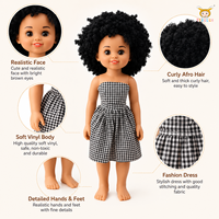 TUSALMO Muñeca de Vinilo Suave Personalizada al por Mayor de 18 Pulgadas, Juguete Educativo para Niñas, Cabello Rizado, Negra, Edad 3+, OEM ODM Personalizado