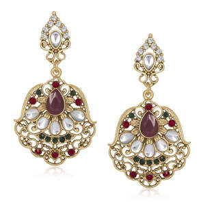 ต่างหูห้อย kundan The99Jewel กับหินออสเตรียเครื่องประดับตุ้งติ้งที่ดี - Product Image 1