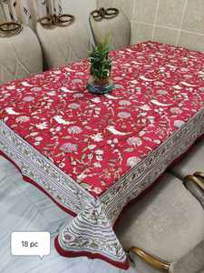 Nappe élégante 100% coton à imprimé floral bloc fait à la main imprimé patrimoine traditionnel Rectangle Artisan Design couverture de Table - Product Image 2