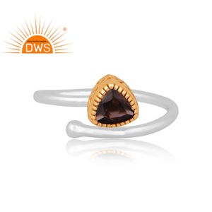 Best Selling Sterling Silver Natural Smoky Quartz Gemstone <b>Adjustable</b> <b>Ring</b> Custom Jewelry Manufacturer - Product Image 2