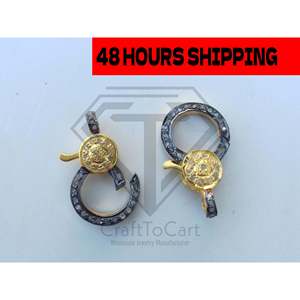 ตัวล็อกแบบก้ามปูชุบทอง 18K ประดับเพชรแบบฝังพร้อมจี้เพทาย - Product Image 3