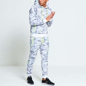 Ensemble sweat à capuche et pantalon de survêtement avec patch de détresse et lavage à l'acide sur mesure OEM Survêtements de sport évasés pour hommes, vêtements de sport d'hiver - Product Image 5