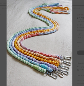 Blue Solid Cotton Rope and Leather Dog <b>Leash</b> Customized Colored Cotton Rope Handmade Dog <b>Leash</b> <b>Pet</b> <b>Leash</b> Set - Product Image 2