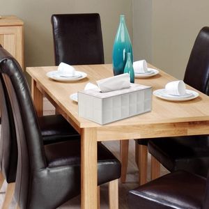 Moderna scatola rettangolare in ceramica porta fazzoletti in pelle sintetica Dispenser per tovaglioli con motivo quadrato in finta pelle - Product Image 4
