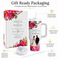 Ensemble cadeau de gobelets de mariage personnalisés, 20 oz et 40 oz, en acier inoxydable à double paroi, isolés sous vide, avec boîte personnalisée avec photo et nom