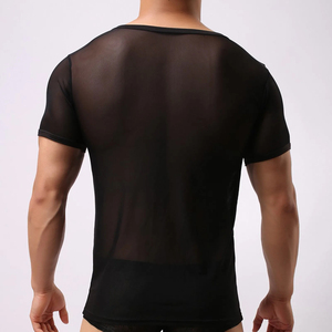 Men's Elastic Gym Clothing T-Shirt Streetwear Tops with O-Neck Wholesale Short Sleeves Undershirt Tops - Product Image 2