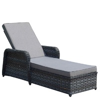 Chaises longues de jardin en aluminium pour l'extérieur, mobilier de patio en métal, 1 place pour adultes, dimensions 202x55/30x74, textile polyester/polyrattan