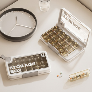Organisateur de pilules hebdomadaire portable, boîte de rangement pour comprimés multi-compartiments, matin, <span class=keywords><strong>midi</strong></span>, soir, boîte de rangement transparente pour médicaments - Product Image 1