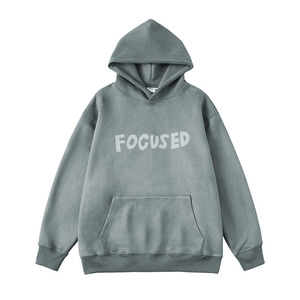 Acid Wash Hoodies For Men's Pullover Oversize Outwear Stylish Sweatshirts And Hoodies With <b>Screen</b> Printed Logo Design - Product Image 4