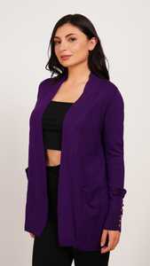 Cárdigan de línea larga con bolsillo 2024, elegante cárdigan de lana con parte delantera abierta para mujer, botón de gran tamaño, cuello en V, ajuste holgado, diseño de gran tamaño - Product Image 4