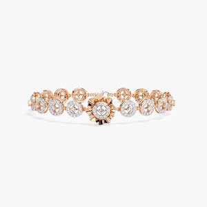 Rose Gold Moissanite Diamond Bracelet in 925 Silver 10K/14K Jewelry for Women with Floral Circular Design for Gifting Engagement - Product Image 3