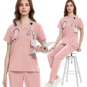 Conjunto de Uniformes Médicos Unisex con Cuello en V, Tejido Personalizado, Delgado, de Secado Rápido y Transpirable para Enfermeras y Profesionales de Salones de Belleza - Product Image 3