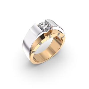Bague de fiançailles en diamant 14k taille ronde cultivée en laboratoire pour hommes bague en diamant CVD ronde en or blanc massif bague en diamant cadeau d'anniversaire - Product Image 1