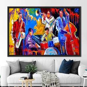 ผืนผ้าใบดนตรีนามธรรมสีสันสดใส - ภาพพิมพ์ศิลปะติดผนังแนวแจ๊ส,1P:กรอบสีดำ - Product Image 1