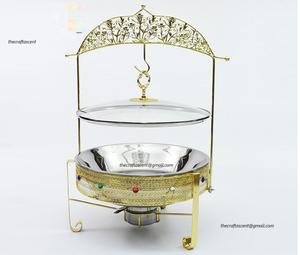 Plats de chauffe-plats de luxe en or de haute qualité pour la restauration personnalisés en gros en acier inoxydable plats de chauffe-plats usagés pour hôtel - Product Image 6