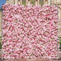 Roze bloemenwand achtergrond, bloemen bruiloft foto achtergrond, stof paneel 8ft x 8ft, kunstbloemen, decoratie voor evenementen