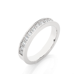 Bague en moissanite ronde de 1 carat avec sertissage en canal en argent, élégantes bagues en moissanite pour femmes - Product Image 4