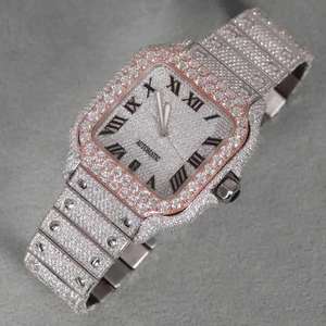 Montre en diamant Moissanite VVS1 Antique de qualité supérieure, édition limitée, montre mécanique de luxe de haute qualité personnalisée entièrement glacée - Product Image 3