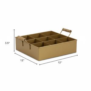 Premium <b>Black</b> Powder Coating Metal 9 Compartment Cutlery <b>Holder</b> With Wood Handles Farmhouse Style <b>Utensil</b> Iron <b>Holder</b> Tabletop - Product Image 3