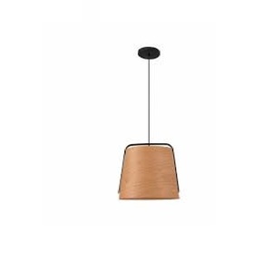 Suspension moderne à triple cône en métal noir avec accents en bois pour salle à manger - Product Image 6