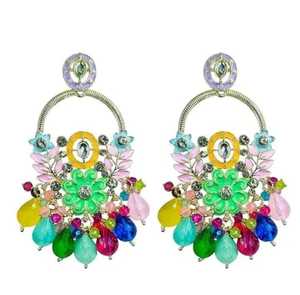 Indien Kundan traditionnel Jhumka boucles d'oreilles haut à la mode Style Vintage goutte d'eau cloche dames femmes alliage or mariages - Product Image 4