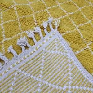Jaune 100% coton matériel tapis Zigzag motif main bloc impression concepteur abstrait motif Dhurries pour la maison salon décor - Product Image 4