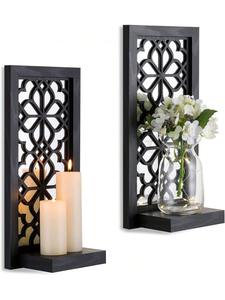 Nuevo diseño de soporte de madera para velas forma cuadrada para decoración del hogar para cumpleaños Navidad Acción de Gracias Pascua Halloween - Product Image 5