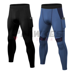 Pack personnalisé de leggings de compression pour hommes, pantalon d'entraînement, leggings de gymnastique athlétique avec poches pour homme, taille L - Product Image 1