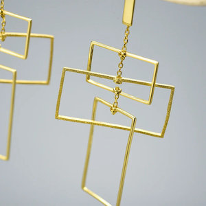 Orecchini Pendenti in Argento Sterling 925 con Design Rettangolare Elegante - Product Image 3