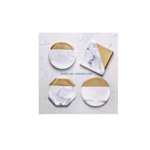 Sous-verres de cuisine en or et blanc faits à la main ensemble de 4 sous-verres de placement en marbre massif de différentes tailles de qualité supérieure - Product Image 1