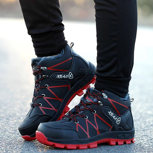 Scarpe antinfortunistiche da uomo in pelle microfibra rossa nera con punta in acciaio, stivali da lavoro Sole in gomma antiforatura - Product Image 4