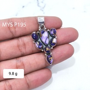 Colgantes y Joyería de Plata 925 con Piedra Preciosa de Turquesa Violeta Natural, Colgantes de Plata de Ley 925 - Product Image 1