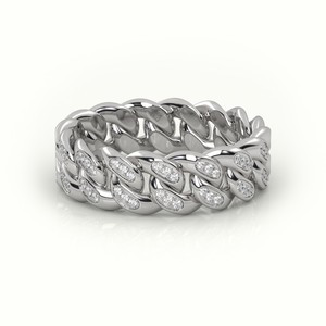 Wholesale Bling Hip Hop Jewelry 7mm Gold Plated 10kt White Gold VVS Lab Diamond Iced Out Cuban Band <b>Ring</b> for <b>Men</b> - Product Image 1