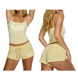 Logo personnalisé 2025 printemps femmes grande taille décontracté mode sans manches Biker Shorts survêtements haut court débardeur deux pièces ensembles - Product Image 5