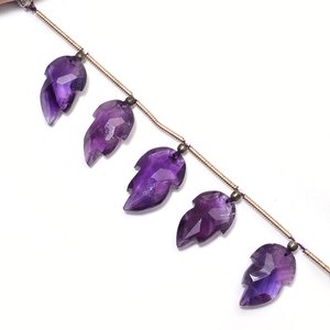AAA + améthyste 10x16mm feuille à facettes sculpture Briolette Rare violet foncé naturel améthyste perles de pierres précieuses semi-précieuses pour bijoux - Product Image 4