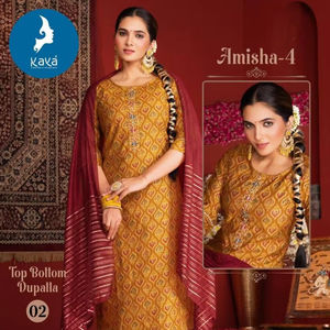 Venta al por mayor de Kurti, pantalón y dupatta de la marca Kaya con estampado vertical en foil de secado rápido para mujer, para fiestas y uso casual, ropa india y pakistaní. - Product Image 1